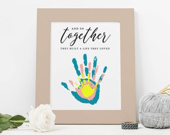 Family Handprint Art, Handprint Keepsake, DIY Family Crafts, Gift for Mom Dad or Grandparents Instant Download