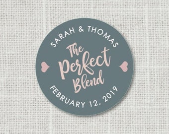 The Perfect Blend Stickers, Wedding Favor Stickers, Tea Bag or Coffee Favor Labels, Spice Favors, Welcome Bag Stickers, 11:32