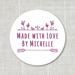 Fabriqué avec des autocollants d’amour pour des cadeaux faits à la main ou de petites entreprises, des étiquettes de faveur, des autocollants de sac cadeau personnalisés