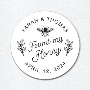 Found My Honey Stickers, Bridal Shower Favor Stickers for Honey Jar Favors or Seed Packets, Honey Bee Shower