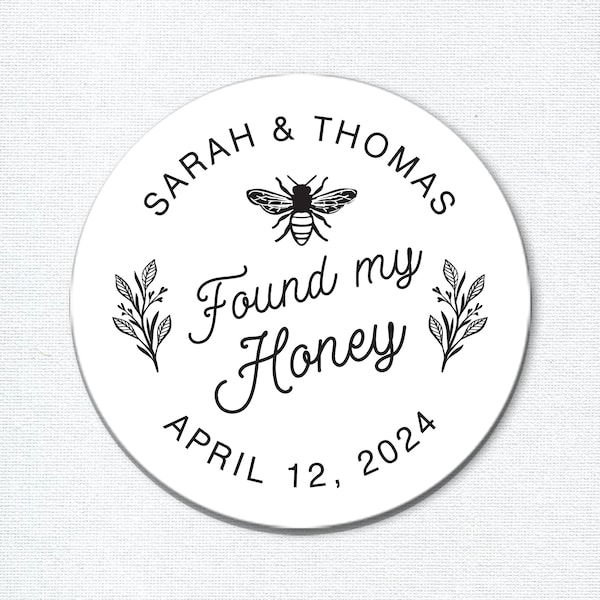 Found My Honey Stickers, Bridal Shower Favor Stickers for Honey Jar Favors or Seed Packets, Honey Bee Shower