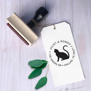 Cat Return Address Stamp, Housewarming & Cat Lover Gift, Self Inking or Wooden Rubber Stamper, Cat Stationery image 5