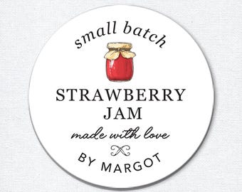 Custom Jam Canning Labels, Homemade from the Kitchen of Labels for Jam Jars, Small Business Labels, Strawberry Jam or Jelly Stickers