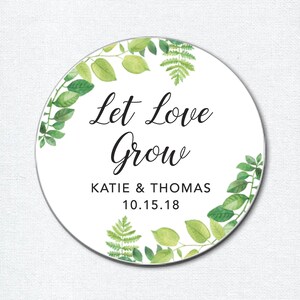 Let Love Grow Stickers pour le thème Woodland Greenery, succulents autocollants de faveur de mariage, mariage ou baby shower ou douche nuptiale