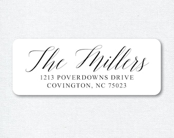 Calligraphy Return Address Labels, Clear Address Labels, Personalized Address Stickers, Custom Labels - White, Kraft, or Clear