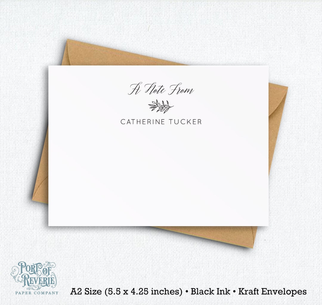 Courtesy Note Card Personalized Notecard Set, Custom Stationery, Flat Notecards With ...