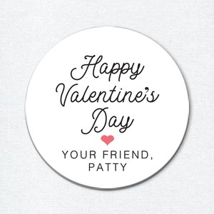 Personalized Valentine&#39;s Day Stickers, Custom Kids Valentines for School, Classroom Valentines Labels
