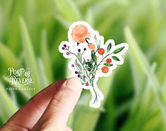 Floral Sticker, Flower Sticker, Die Cut Sticker, Laptop Sticker, Waterproof Vinyl Decal