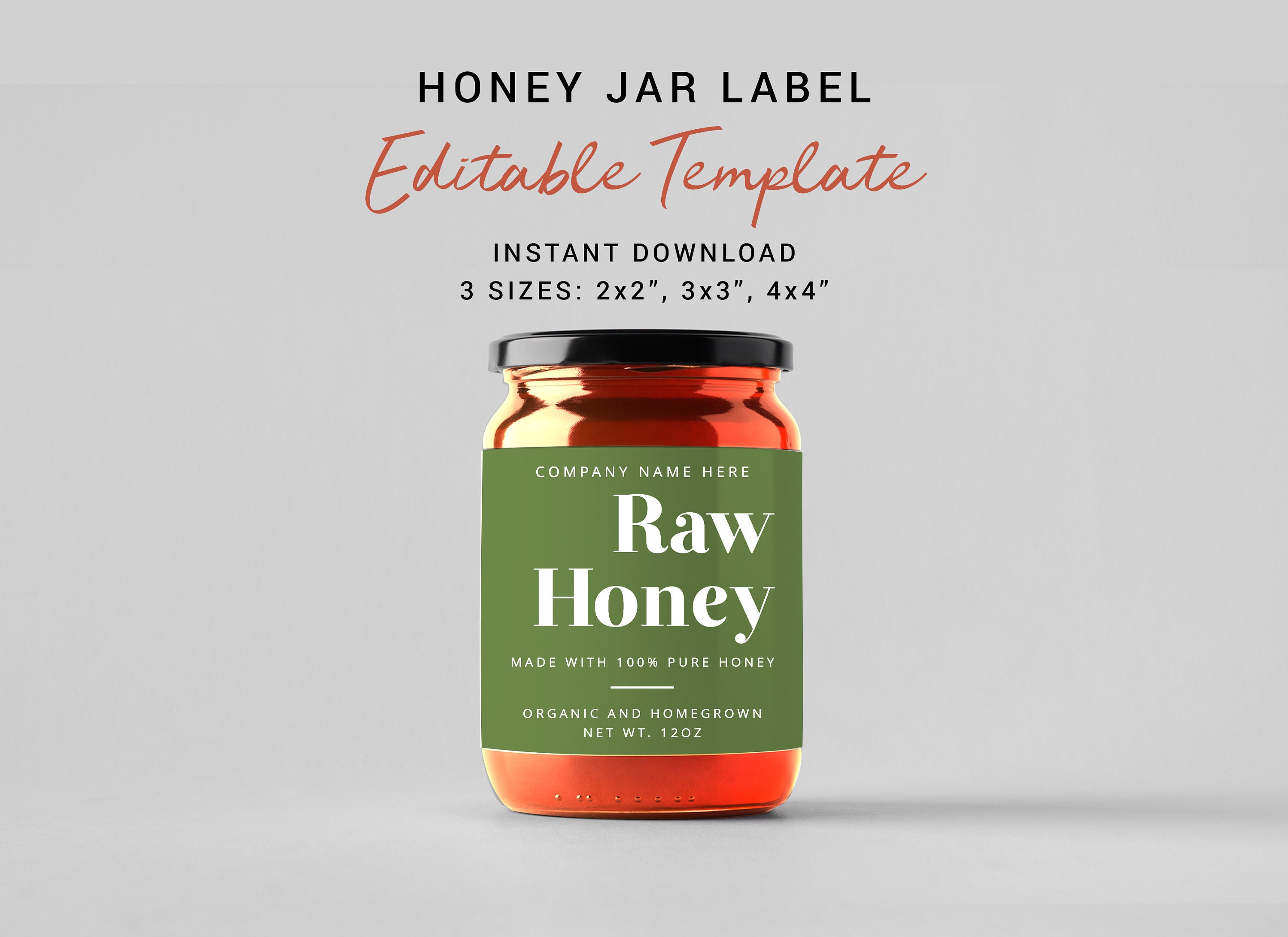 Modern Honey Jar Label Template Jam Jar Product Canning Etsy Australia