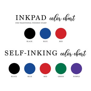 Pode incluir: Carta de cores para almofadas de tinta e carimbos auto-entintables. As cores das almofadas de tinta incluem preto, azul e vermelho. As cores dos carimbos auto-entintables incluem preto, azul, vermelho, verde e roxo.