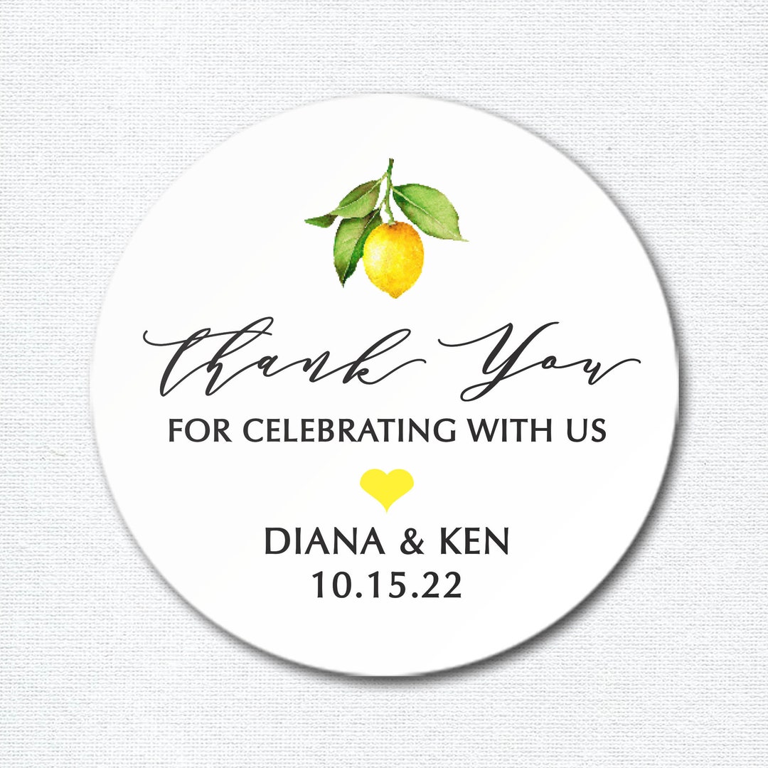 40pcs Lemon Thank You Stickers - 2 Inch Round Sweet Fruit Labels For Bridal Shower & Party Favors