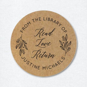 Personalized Library Stickers, From the Library of Stickers, Read Love Return, Bookplate Sticker Set