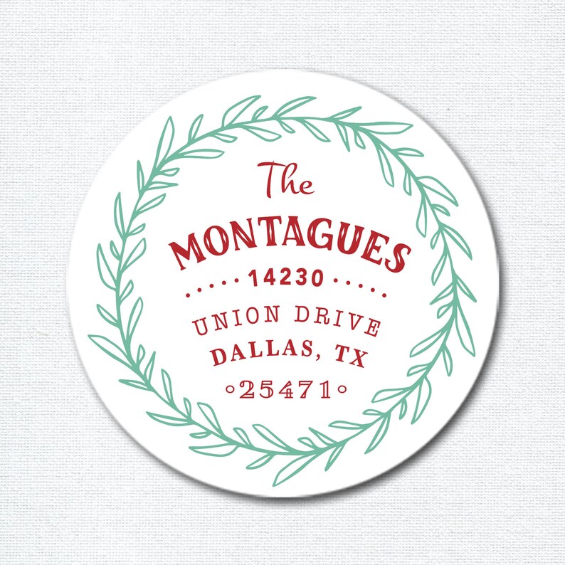 Garden Themed Party Envelope Seals Greenery Address Stickers with Wreath Holiday Return Address Labels F8:38