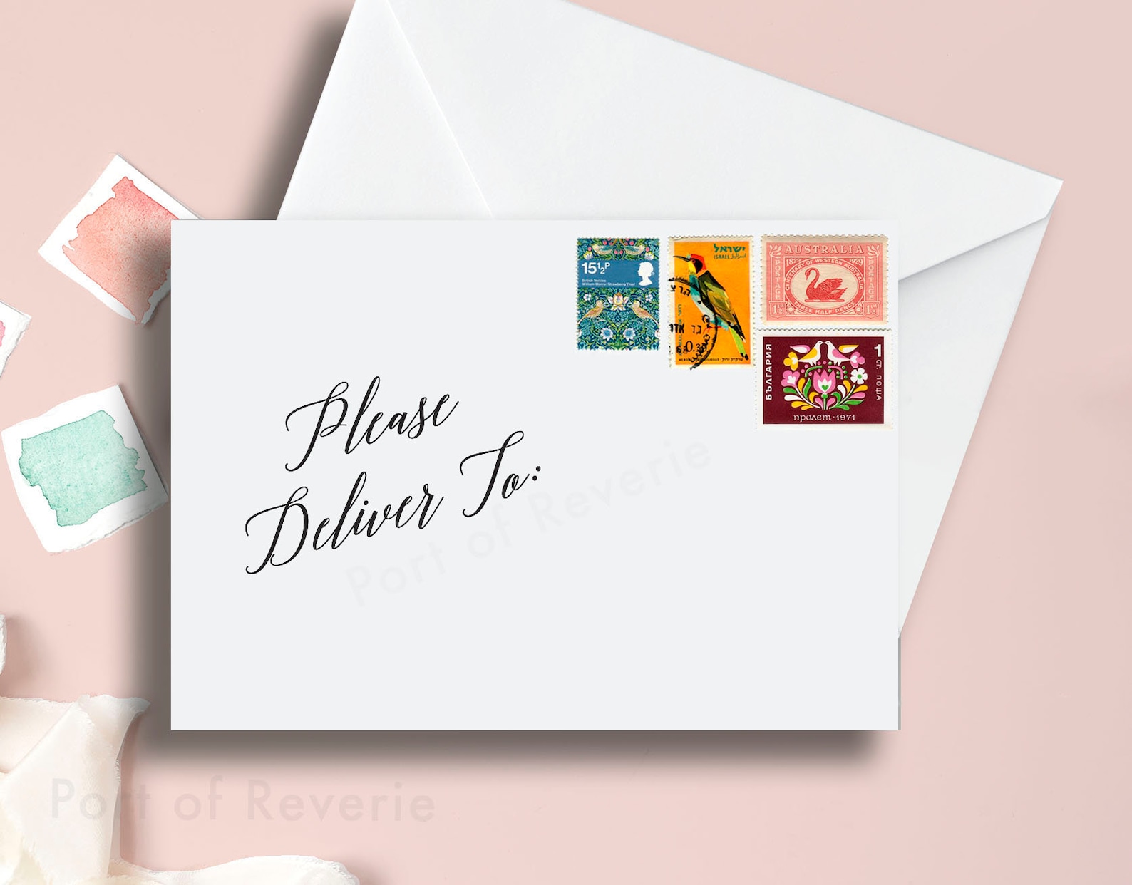 Calligraphy Please Deliver to Stamp Envelope Stamp Etsy