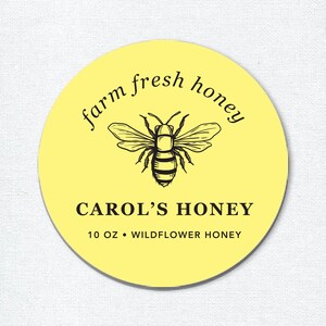 Personalized Honey Stickers, Product Labels for Small Business Honey Jars, Honeybee Apiary Farm