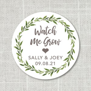 Watch Me Grow Stickers, Greenery Wedding Favor Stickers, Succulent Favor Stickers, Succulent Wedding Favors 22:11
