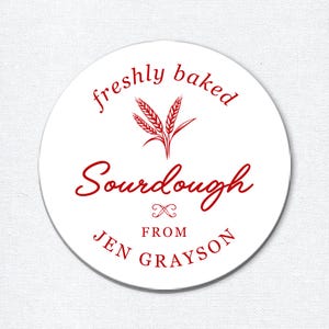 Stickers zuurdesembrood voor zelfgebakken brood, stickers kleine bedrijven, aangepaste labels voor gebakken producten, cadeau voor bakker, gebakken met liefde