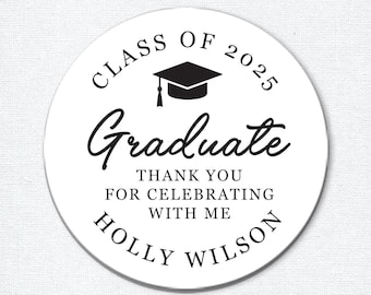 Thank You Stickers for Graduation 2025, Party Favor Labels or Envelope Seals, Personalized Class of 2025 Labels