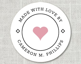 450 Personalised Handmade With Love Shabby Kraft Hearts Favours Labels Stickers 