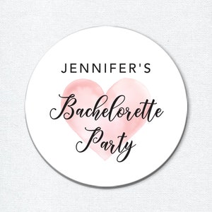 Bachelorette Party Favor Stickers, Custom Heart Bachelorette Labels, Treat Box or Goodie Bag Stickers