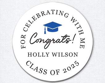 2025 Graduation Party Stickers for Favors or Envelope Seals, Personalized Class of 2025 Labels, Thank You Stickers