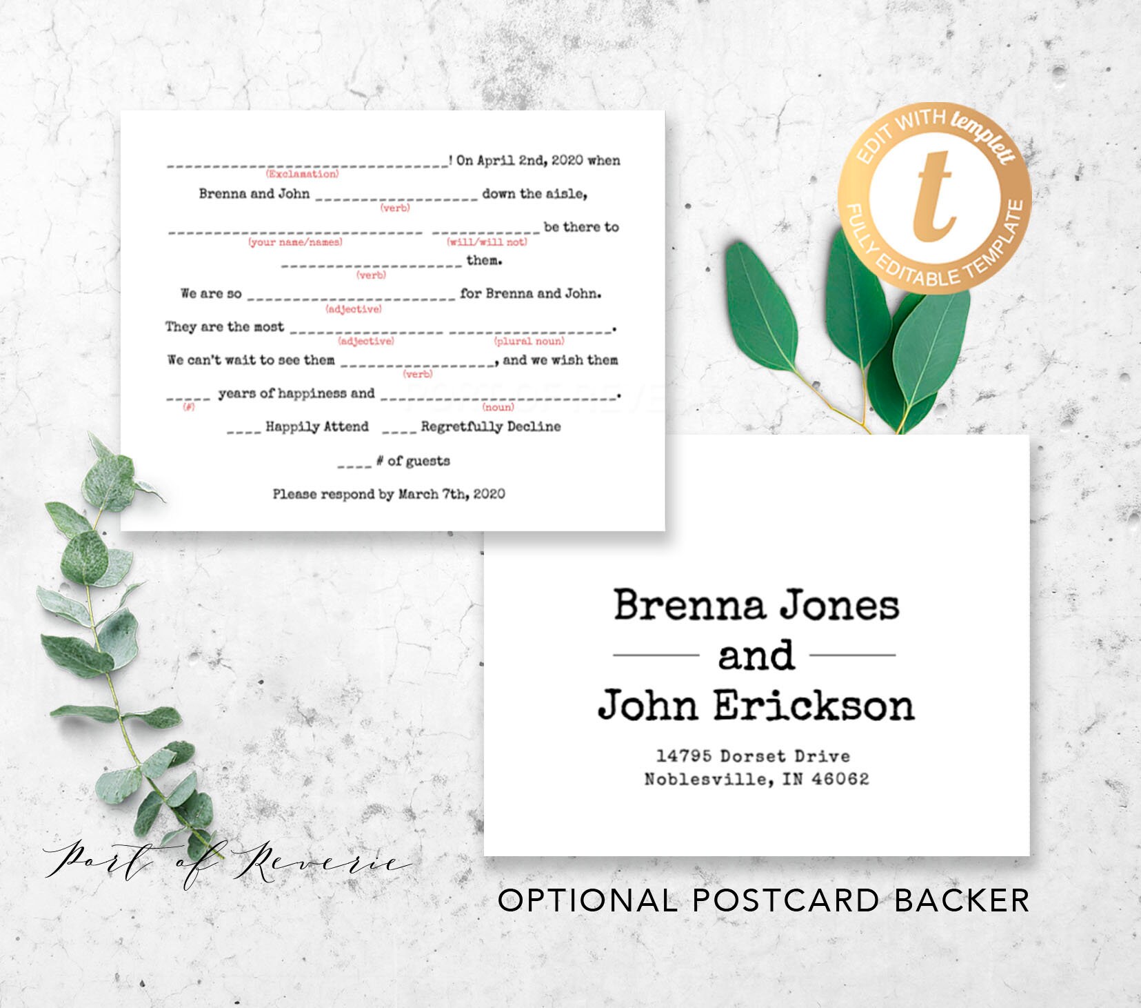 Mad Libs Card Wedding RSVP Postcard Wedding Madlibs Rsvp | Etsy