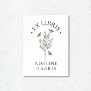 Custom Bookplate Stickers, Floral Bee Bookplates for Children, From the Library of, Personalized Book Plate Stickers, This Book Belongs to