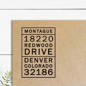 Sello de dirección de retorno moderno, autoentintable o de madera, sello de dirección personalizado para sobres.