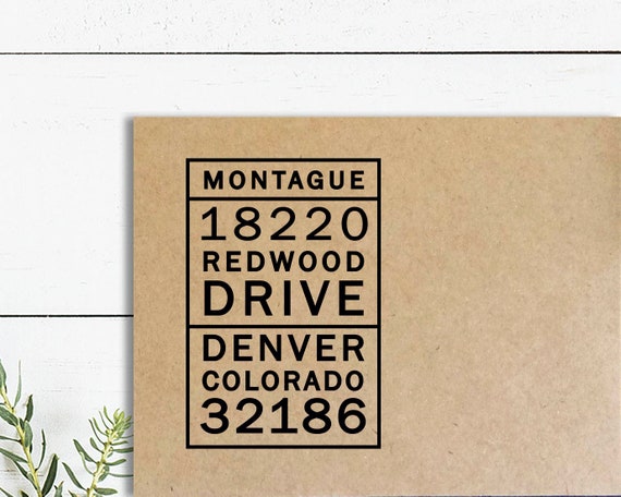 Modern Return Address Stamp, Self Inking or Wooden Rubber Stamper, Custom Address Stamp for Envelopes