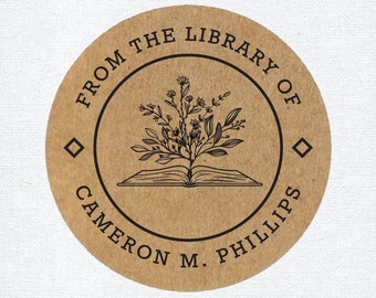 Personalized Book Labels, From the Library of Stickers, Floral Book Stickers, This Book Belongs to Stickers