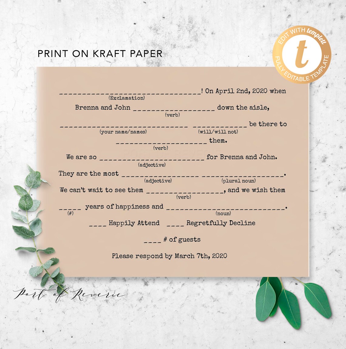Mad Libs Card Wedding RSVP Postcard Wedding Madlibs Rsvp - Etsy