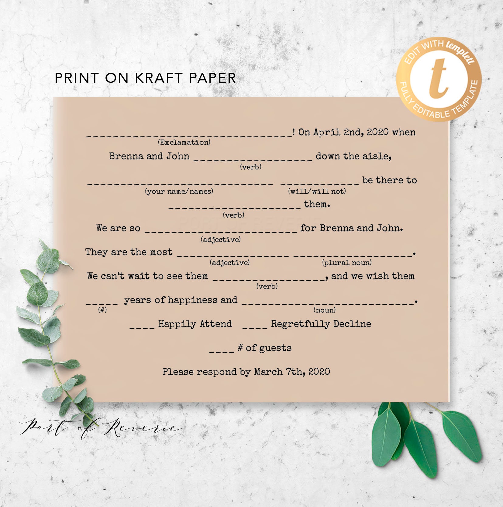 Mad Libs Card Wedding RSVP Postcard Wedding Madlibs Rsvp | Etsy