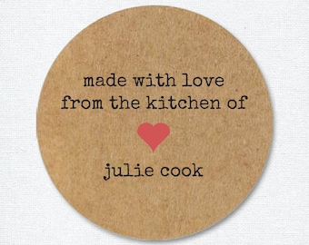 From the Kitchen of Stickers, Personalized Made with Love Stickers, Favor or Baking Labels, Food Packaging Labels
