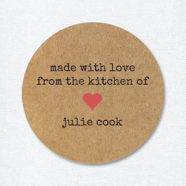 From the Kitchen of Stickers, Personalized Made with Love Stickers, Favor or Baking Labels, Food Packaging Labels