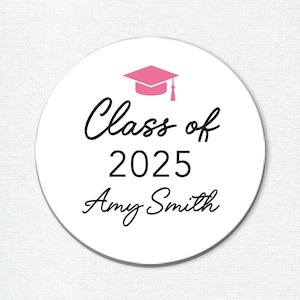 Pegatinas personalizadas de la clase de 2025, etiquetas de agradecimiento por la graduación para obsequios o sellos de sobres, estilo minimalista moderno