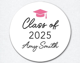 Personalized Class of 2025 Stickers, Thank You Graduation Labels for Favors or Envelope Seals, Modern Minimalist Style