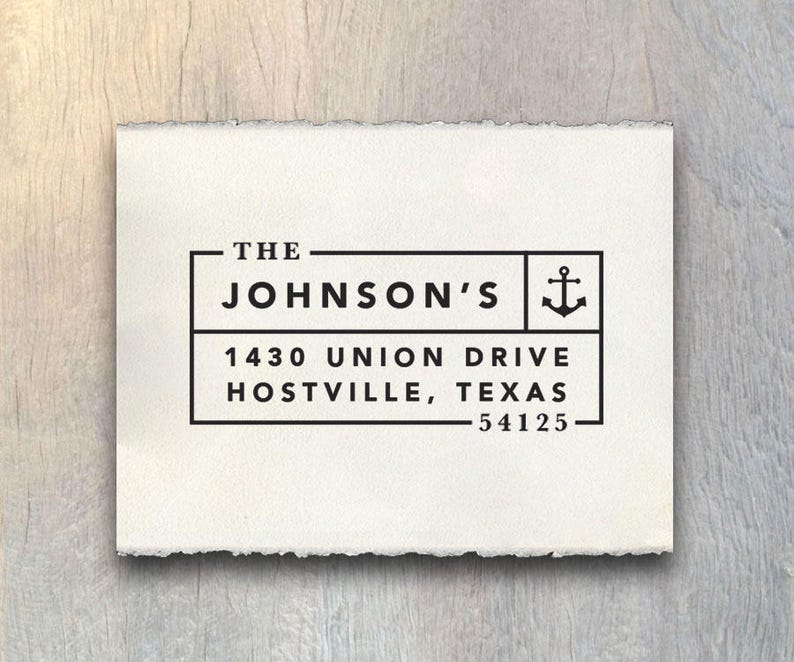 Nautical Address Stamp Self Inking Address Stamp OR Traditional Wooden Rubber Stamp Anchor Return Address Stamp Custom Address Stamp