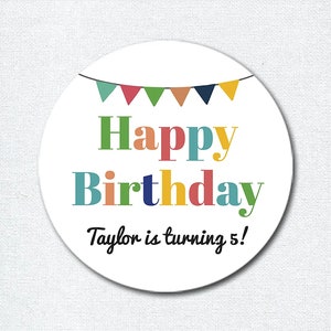 Personalized Birthday Stickers for Favors, Boys or Girls Happy Birthday Gift Stickers, Gender Neutral