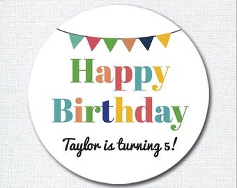 Personalized Birthday Stickers for Favors, Boys or Girls Happy Birthday Gift Stickers, Gender Neutral