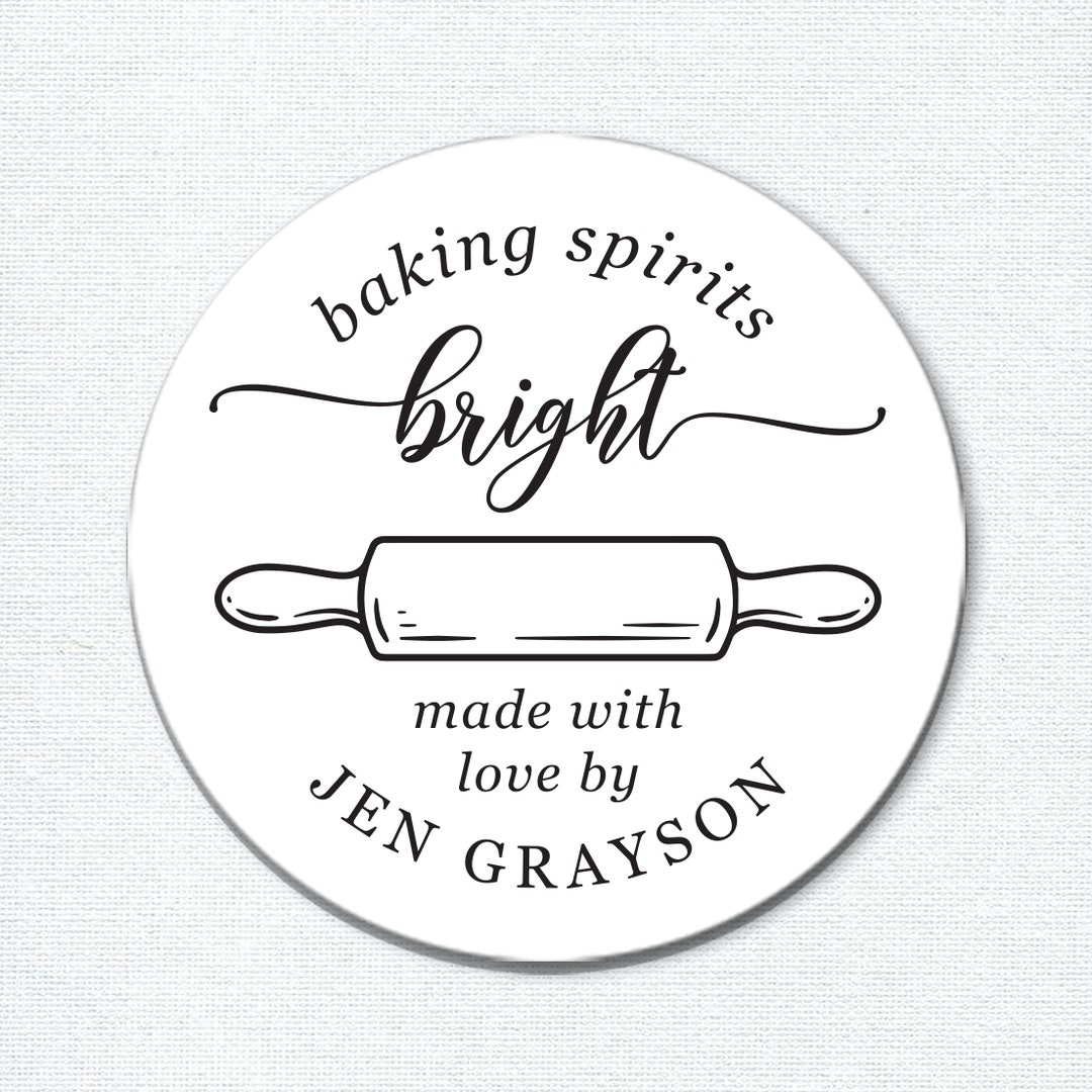 Baking Spirits Bright Stickers, Custom Christmas Labels, Personalized ...