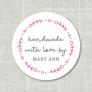 Handgemachte Mit Liebe Sticker, handgemachte Sticker, Made with Love Geschenkaufkleber, Gastgeschenk Etiketten, Gebackene Aufkleber