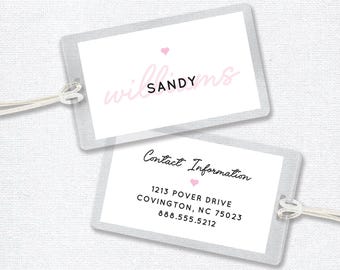 Kids Luggage Tags, Personalized Laminated Bag Tag, Custom Luggage Tag, Backpack Tag for Kids, School Tag or Diaper Bag Tag