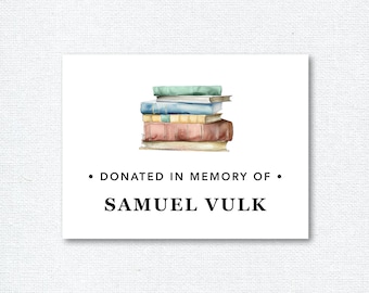Donation till minne av bokmärke, Till minne av klistermärken, Begravningsetiketter för förgätmigej, Anpassade biblioteksklistermärken, läsgåva