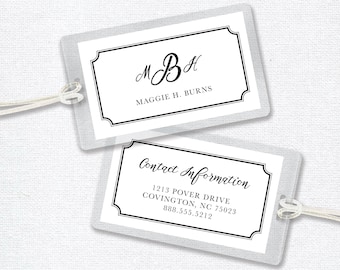 Personalized Monogram Bag Tag, Laminated Bag Tag, Custom Luggage Tag, Backpack Tag for Kids, School Tag or Diaper Bag Tag