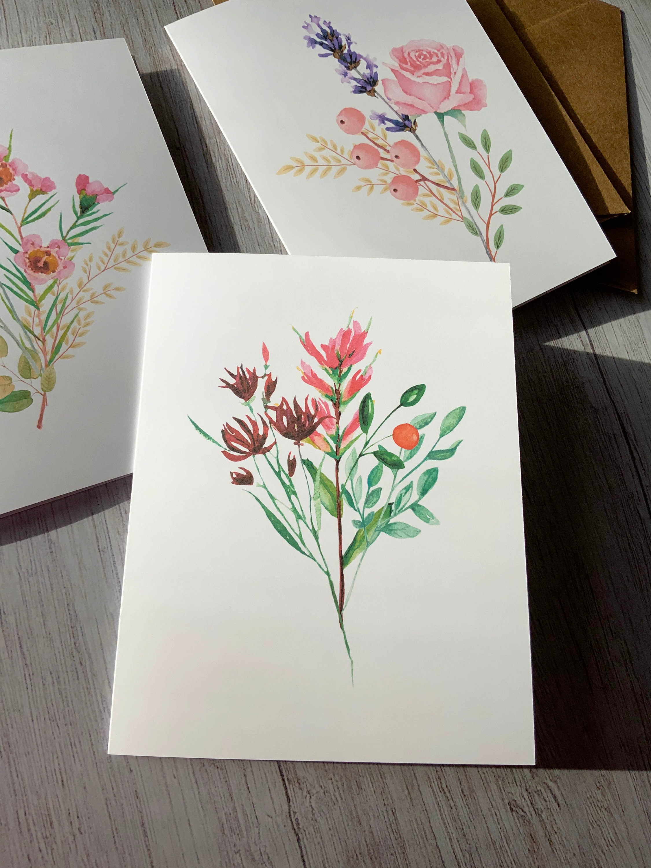 Floral Variety Pack 8 Folded Note Cards With Envelopes, Wildflower Card ...