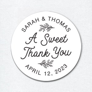 A Sweet Thank You Favor Stickers, Wedding Favor Stickers, Custom Thank You Labels, Treat Bag Stickers