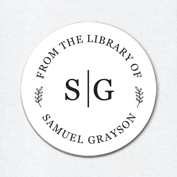 Personalized Bookplate Stickers, Custom Monogram Book Labels, From the Library of Stickers, Ex Libris Stickers, This Book Belongs to