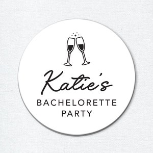 Personalized Bachelorette Party Stickers, Modern Bachelorette Favor Labels, Treat Box or Goodie Bag Stickers