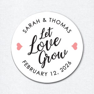 Stickers Laisse l'amour grandir, Stickers mariage succulent, Stickers cadeaux pour plantes, Étiquettes de mariage jardin, Stickers mariage nom personnalisé, F11:24