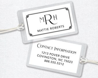 Personalized Monogram Bag Tag for Men, Laminated Bag Tag, Custom Luggage Tag, Backpack Tag or Gym Bag Tag, Father's Day Gift